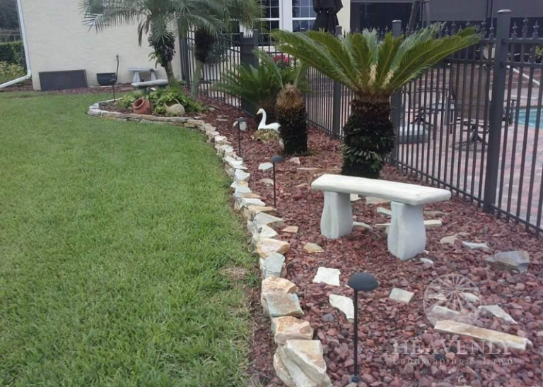 Retaining wall and stone low maintenance design